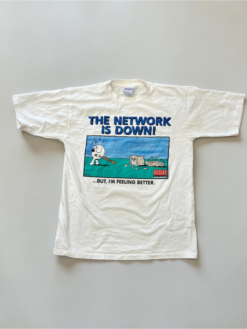 Single stitch Dilbert comic novelty vintage 90’s white t shirt Adult large